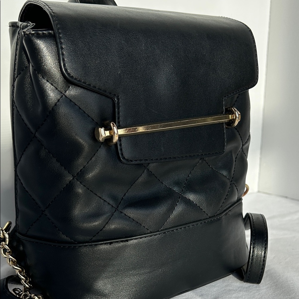 Call It Spring Black Quilted Backpack with Gold Accents